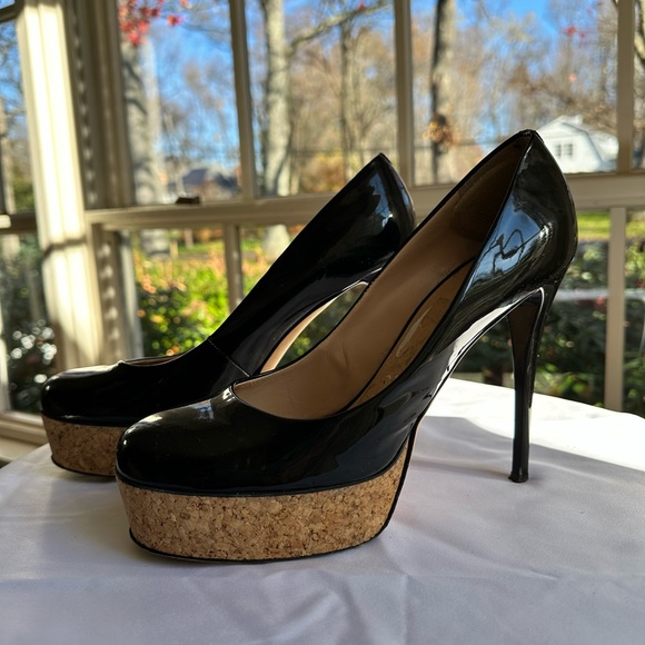 Giuseppe Zanotti black patent leather cork platform heels - Picture 2 of 8